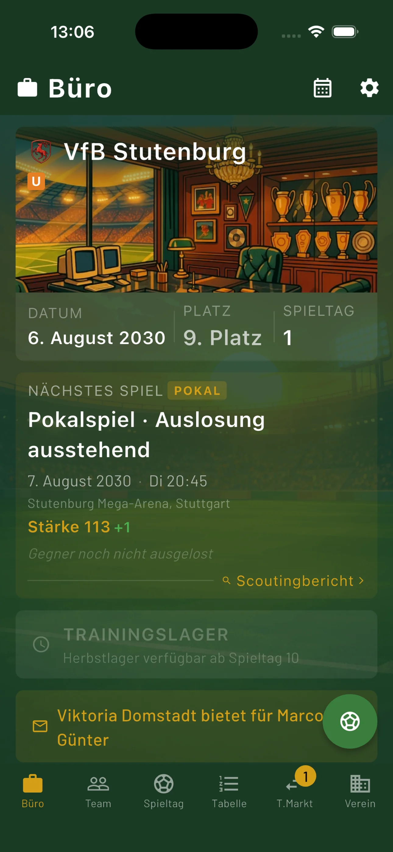 Anpfiff — Büro und Spieltag