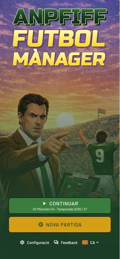 Anpfiff Mànager de Futbol — pantalla inicial