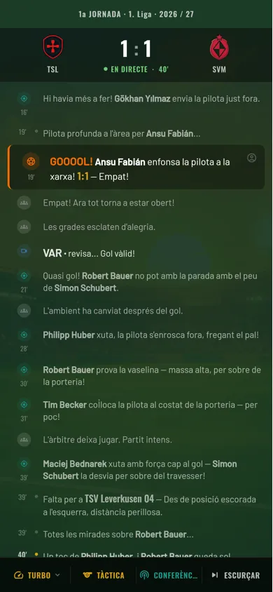 Anpfiff — narració del partit en directe