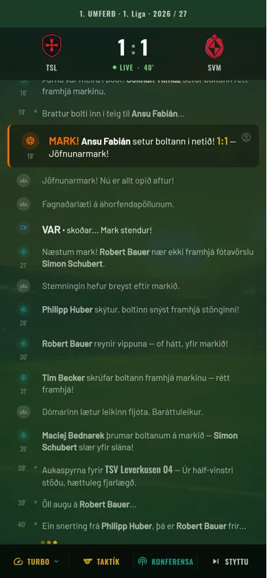 Anpfiff — bein textalýsing leiks