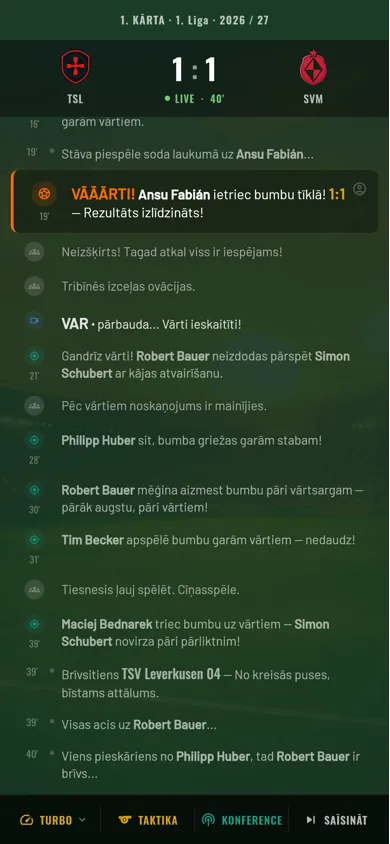 Anpfiff — spēles teksta tiešraide
