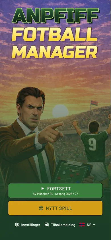 Anpfiff Fotballmanager — startskjerm