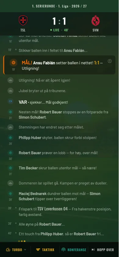 Anpfiff — direktekommentarer fra kampen
