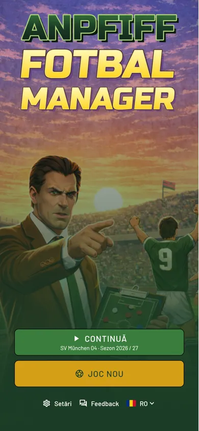 Anpfiff Manager de Fotbal — ecran de start