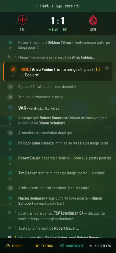 Anpfiff — comentariu live al meciului