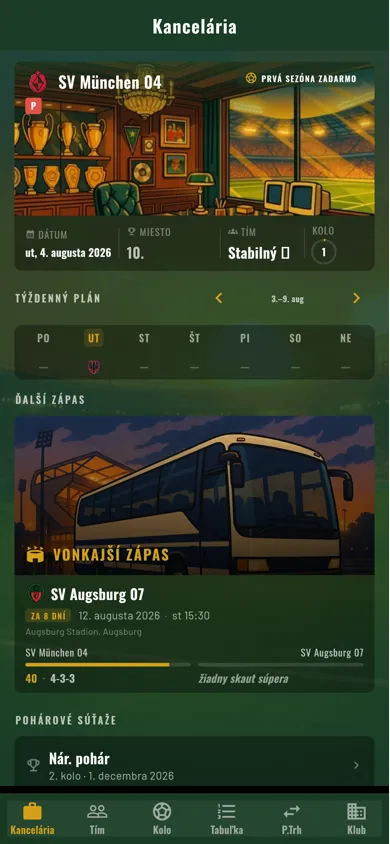 Anpfiff — kancelária a ligové kolo
