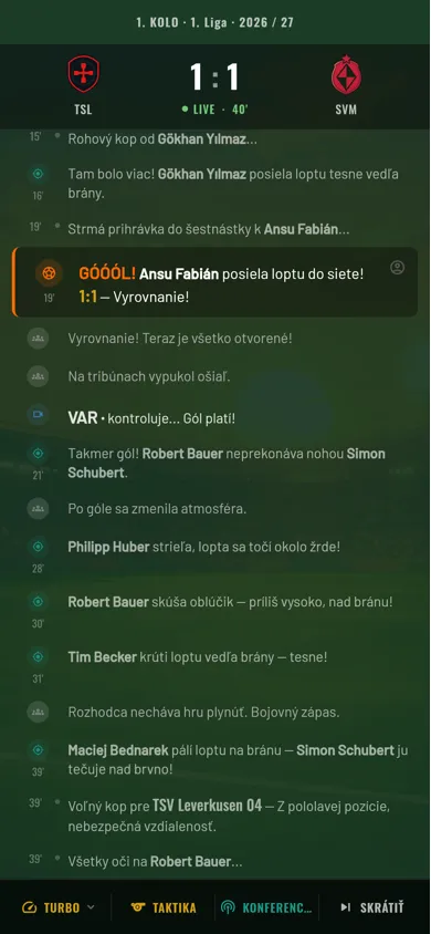 Anpfiff — živý textový prenos zápasu